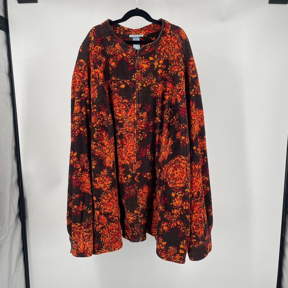 Vintage Women's Retro Boho Paisley Corduroy Jacket 70s Mod 5X Maximalist Brown